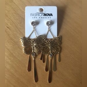 Fashion Nova Gild Butterfly Dangle Earrings